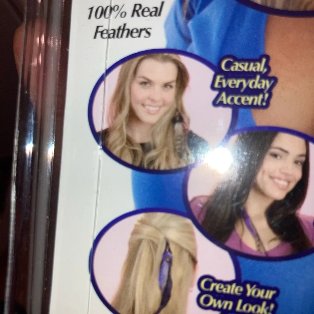 Snap-on Hair Feathers,  Instant Feather Extenions L'ectric Purple & Chestnut - 2